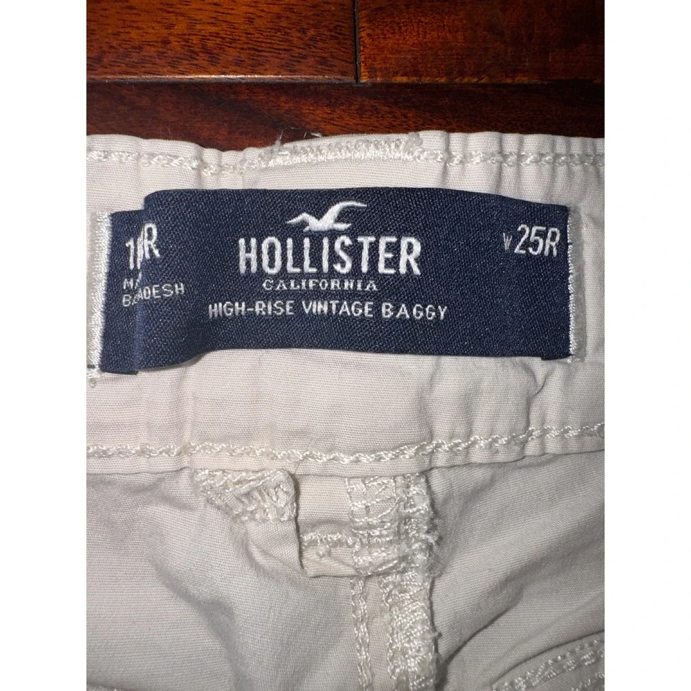 Hollister Cargo Pants Womens 1R 25R Cream Excellent High-Rise Vintage Baggy